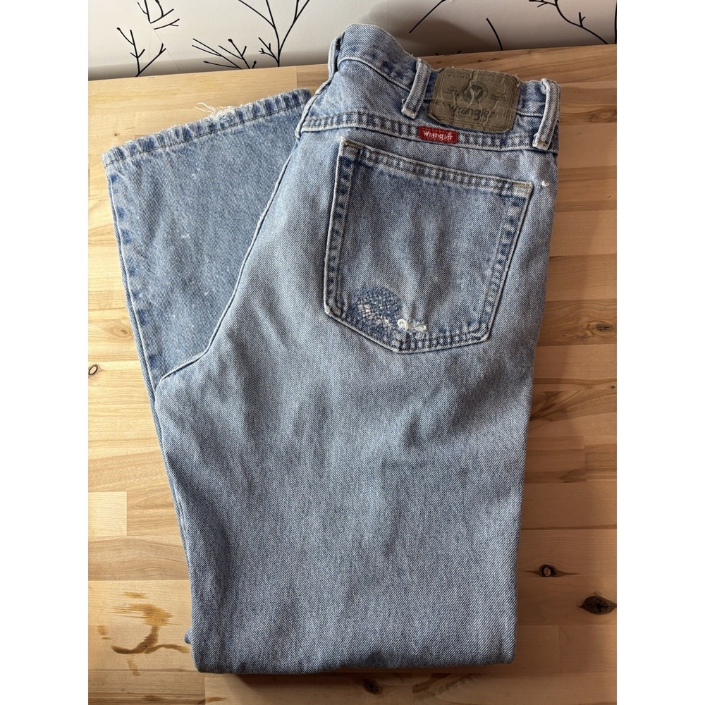 Wrangler Men's 36x32 Light‎ Wash Blue Denim Straight Jeans Regular Fit